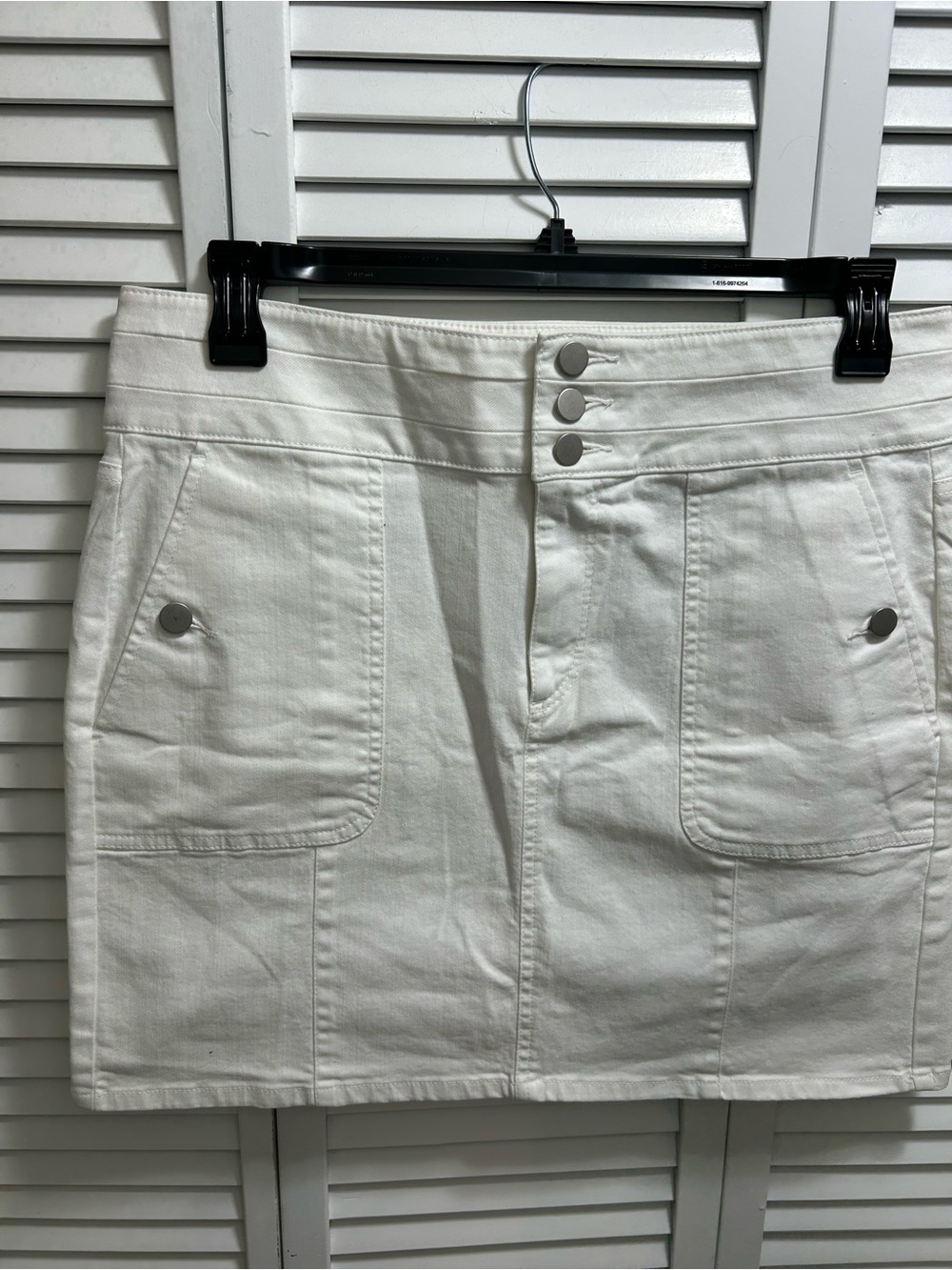 LOFT White Button-Front Mini Skirt with Patch Pockets NWT Size 12